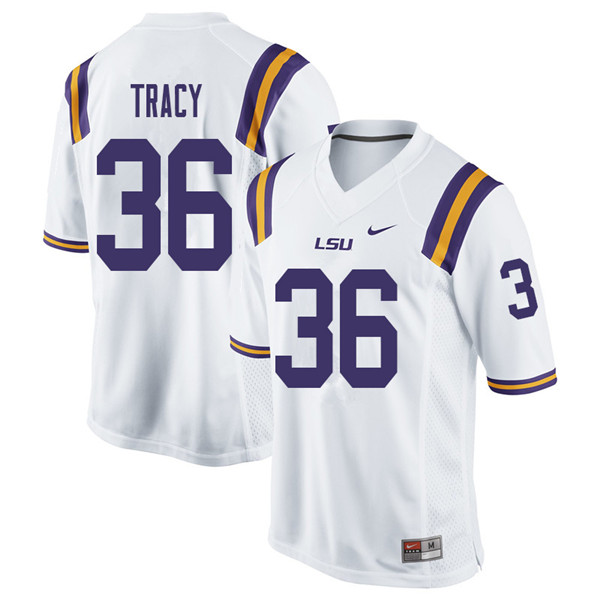 Men #36 Cole Tracy LSU Tigers College Football Jerseys Sale-White